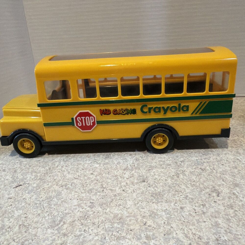 Vintage Kid Cuisine Crayola Promotional Yellow School Bus Toy Advertising